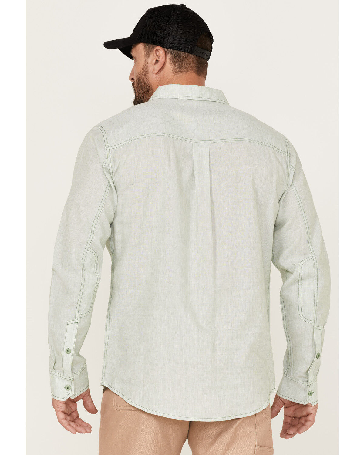 Image #4 - Brothers and Sons Men's Performance Solid Long Sleeve Button Down Western Shirt, Green, hi-res