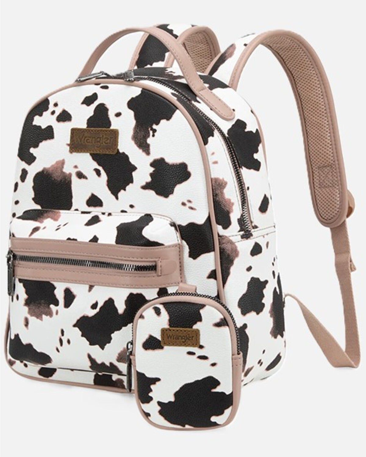 Wrangler Women's Cow Print Backpack with Coin Pouch, Pink, hi-res