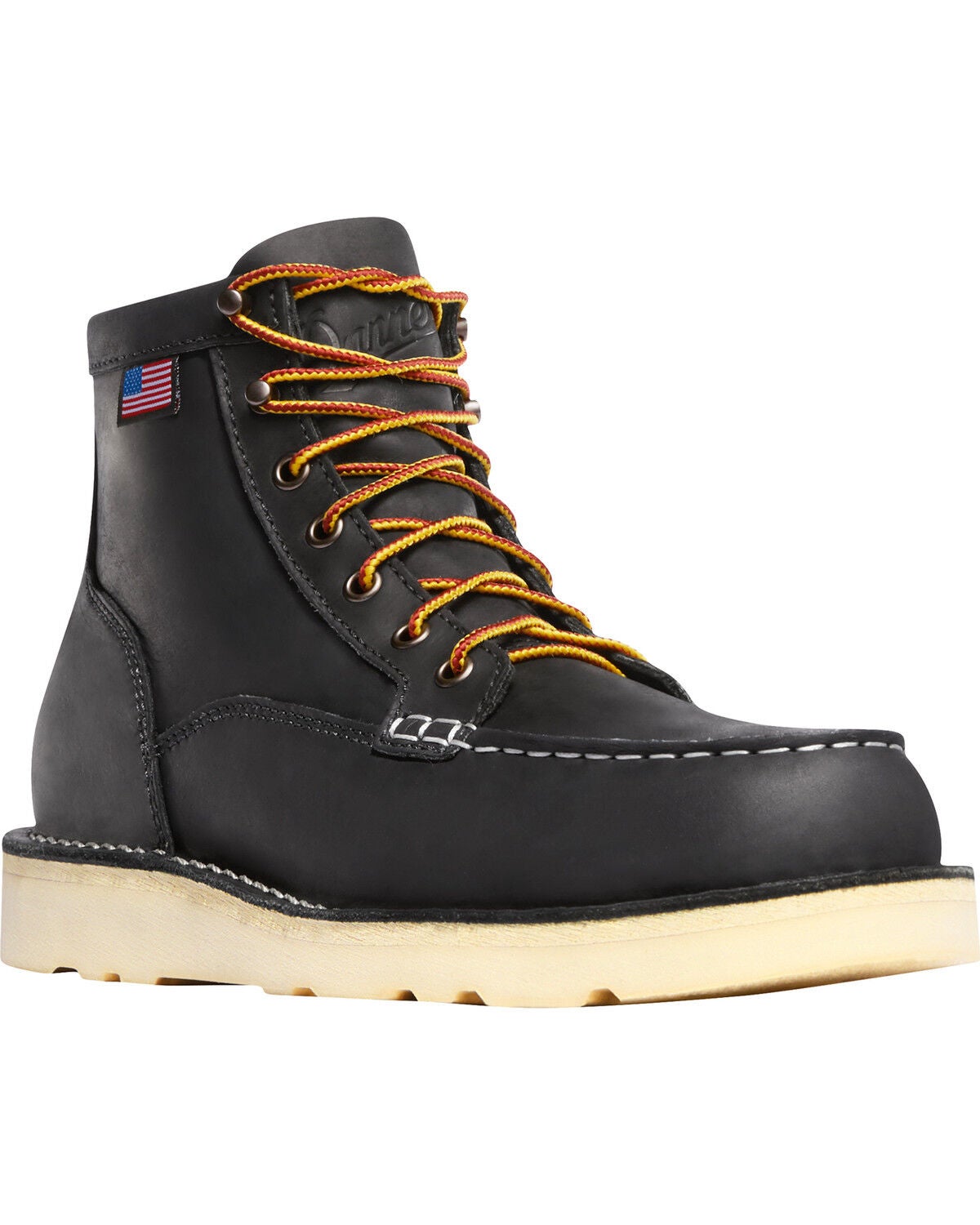 Danner Men's Bull Run 6" Lace-Up EH Work Boots - Moc Toe, Black, hi-res
