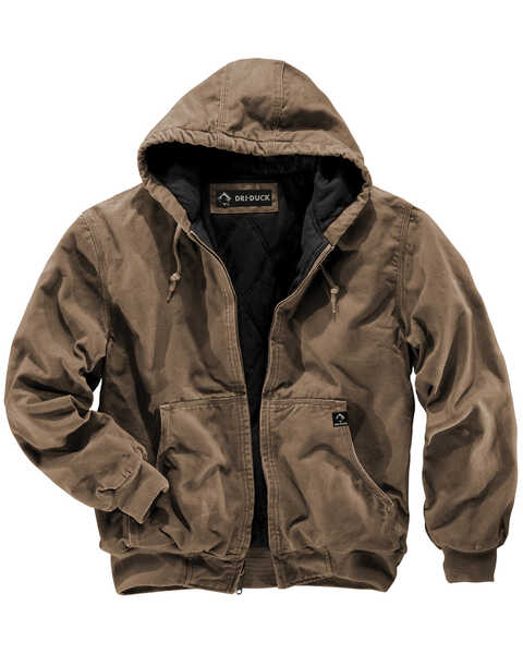 Image #1 - Dri Duck Men's Cheyenne Hooded Work Jacket , Khaki, hi-res