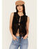 Image #1 - By Together Women's Crochet Tie Front Vest, Black, hi-res