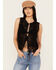 Image #1 - By Together Women's Crochet Tie Front Vest , Black, hi-res