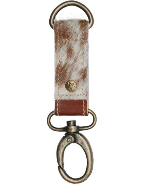 Image #1 - Myra Bags Brown & White Hair-on Leather Key Fob, Brown, hi-res
