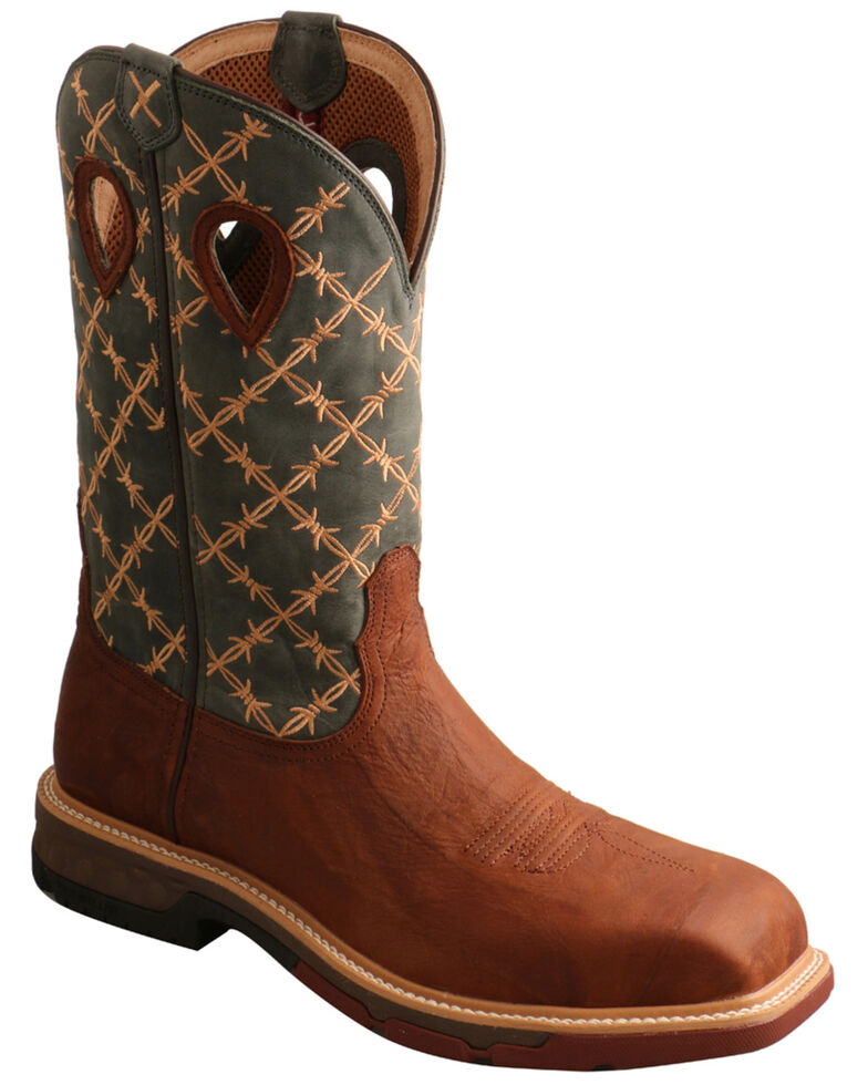 Twisted X Men's CellStretch Western Work Boots - Square Toe, Brown, hi-res