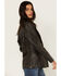 Image #2 - Cripple Creek Women's Antique Studded Fringe Lamb Nappa Snap Blazer, Black, hi-res