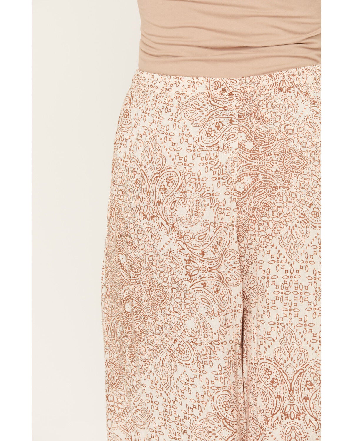 Image #4 - Angie Women's Geo Print Wide Leg Pants, Tan, hi-res