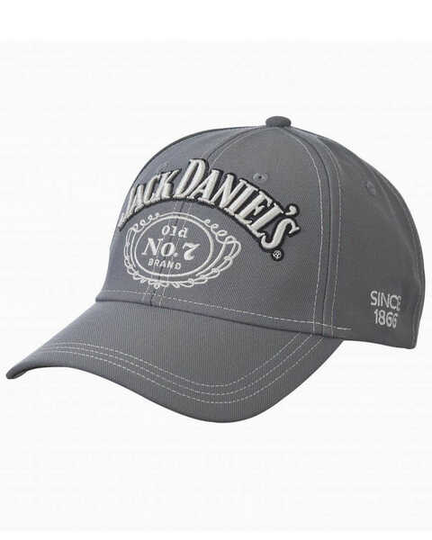 Jack Daniels Men's Structured Logo Ball Cap , Grey, hi-res
