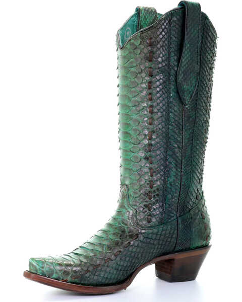 Image #2 - Corral Women's Full Python Woven Western Boots - Snip Toe, Turquoise, hi-res
