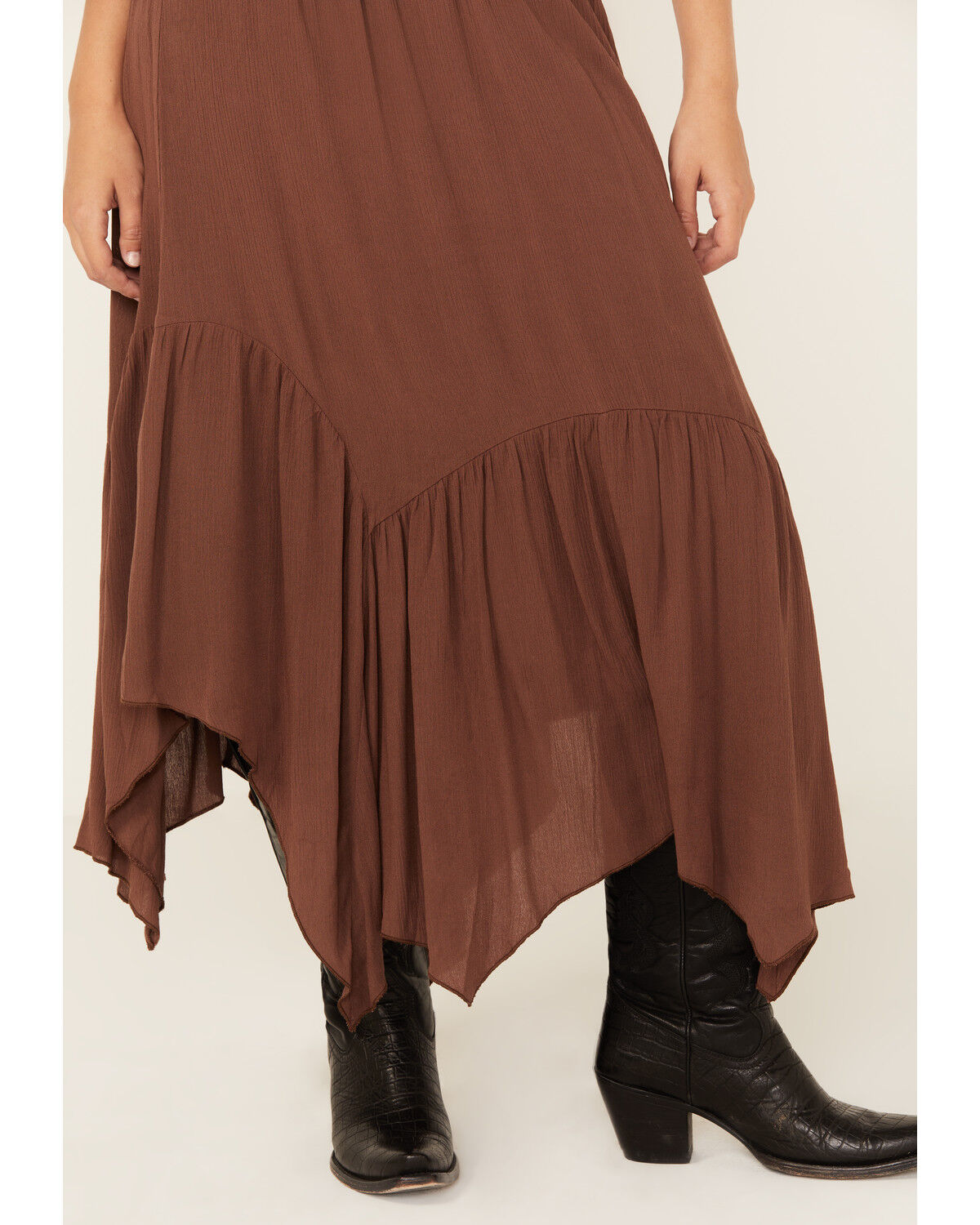 Image #2 - Originality Women's Handkerchief Hem Midi Skirt, Brown, hi-res