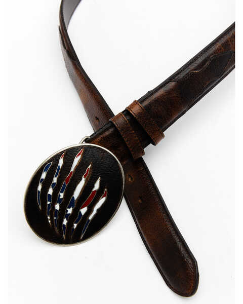 Image #2 - Cody James Men's American Flag Leather Belt, Brown, hi-res