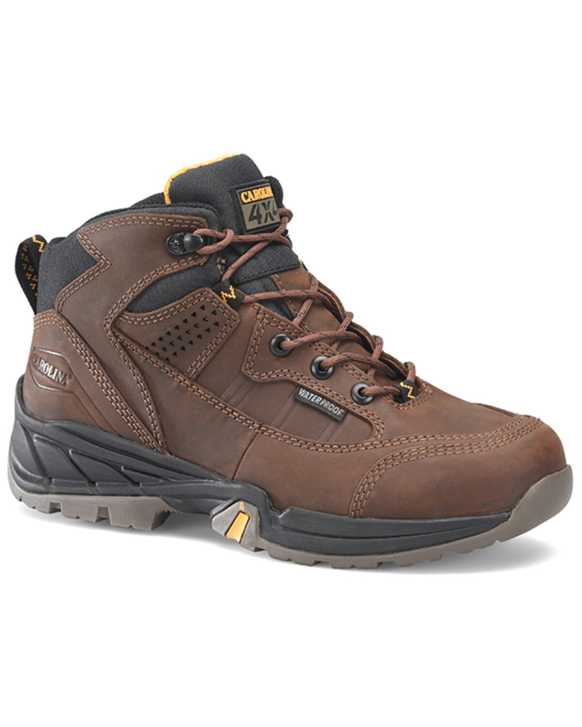 Image #1 - Carolina Men's Builder Waterproof Steel Lace-Up Hiking Boots - Soft Toe, Brown, hi-res