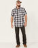 Image #2 - Brothers and Sons Men's Large Plaid Short Sleeve Button-Down Western Shirt, Navy, hi-res