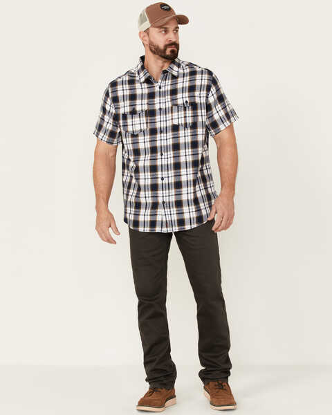 Image #2 - Brothers and Sons Men's Large Plaid Short Sleeve Button-Down Western Shirt , Navy, hi-res