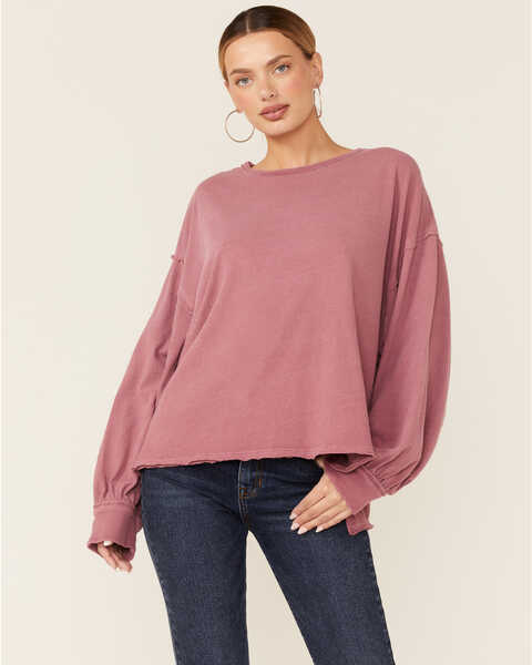 Free People Women's Ready for This Knit Top, Purple, hi-res