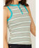 Image #3 - RANK 45® Women's Southwestern Stripe No Yank Henley Tank, Teal, hi-res