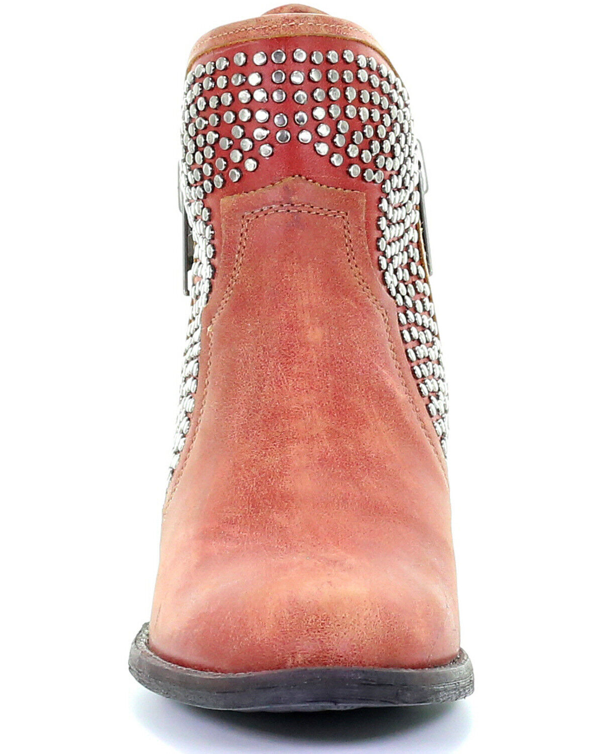 Image #5 - Circle G Women's Studded Booties - Round Toe, Orange, hi-res