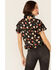 Image #3 - Beyond The Radar Women's Floral Satin Button Front Blouse, Black, hi-res