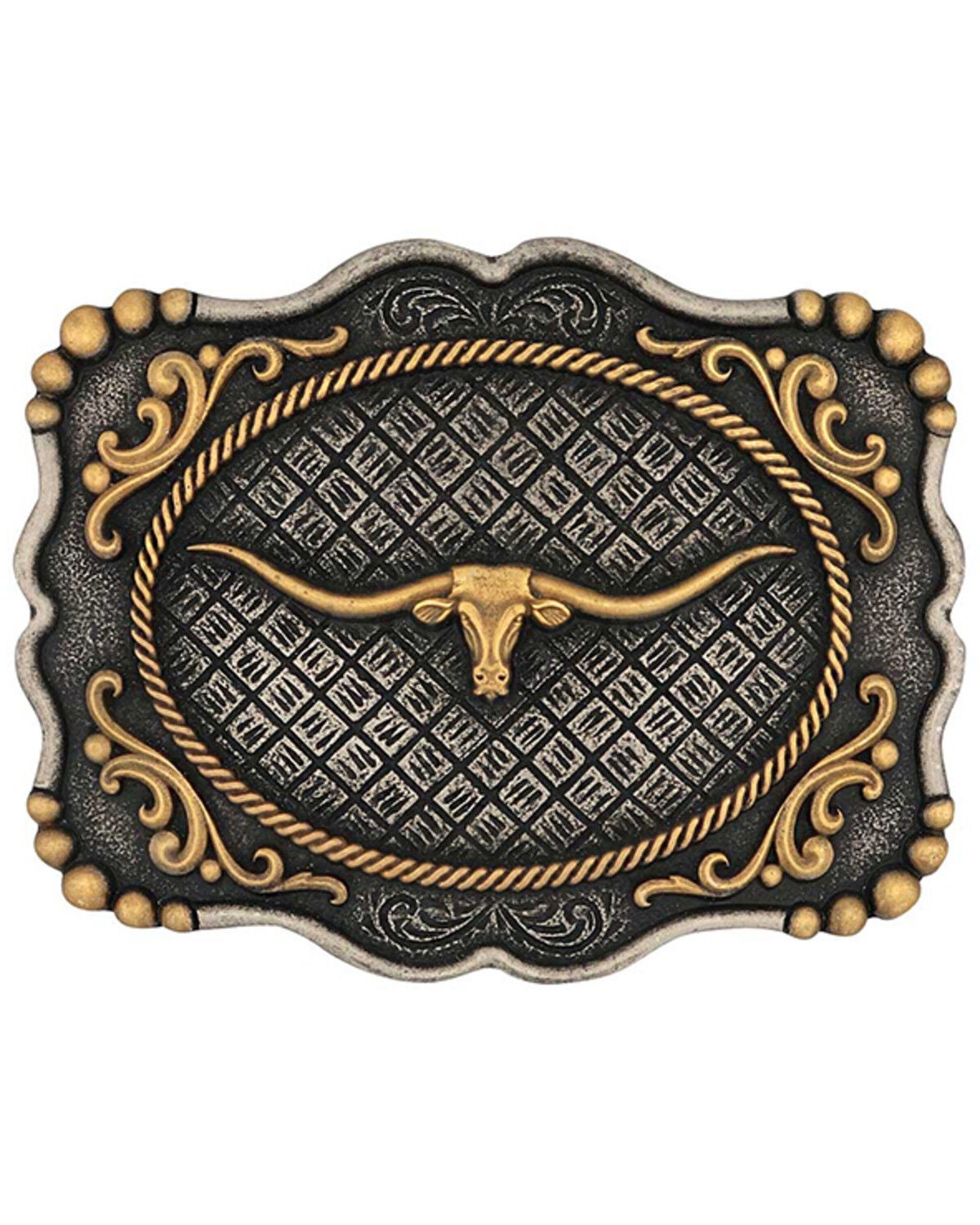 Image #1 - Montana Silversmiths Framed Longhorn Attitude Buckle, Silver, hi-res