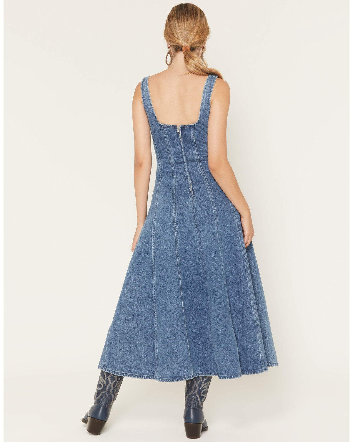 Image #4 - Show Me Your Mumu Women's Prim Denim Midi Dress, Medium Wash, hi-res