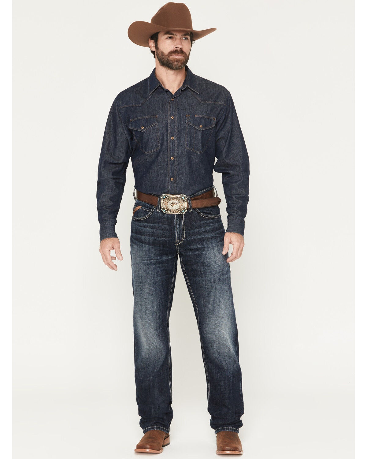 Image #1 - Ariat Men's M2 Declan Dark Wash Relaxed Bootcut Denim Jeans, Dark Wash, hi-res
