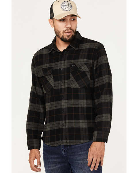 Image #2 - Brixton Men's Bowery Plaid Print Long Sleeve Button-Down Flannel Shirt, Black, hi-res