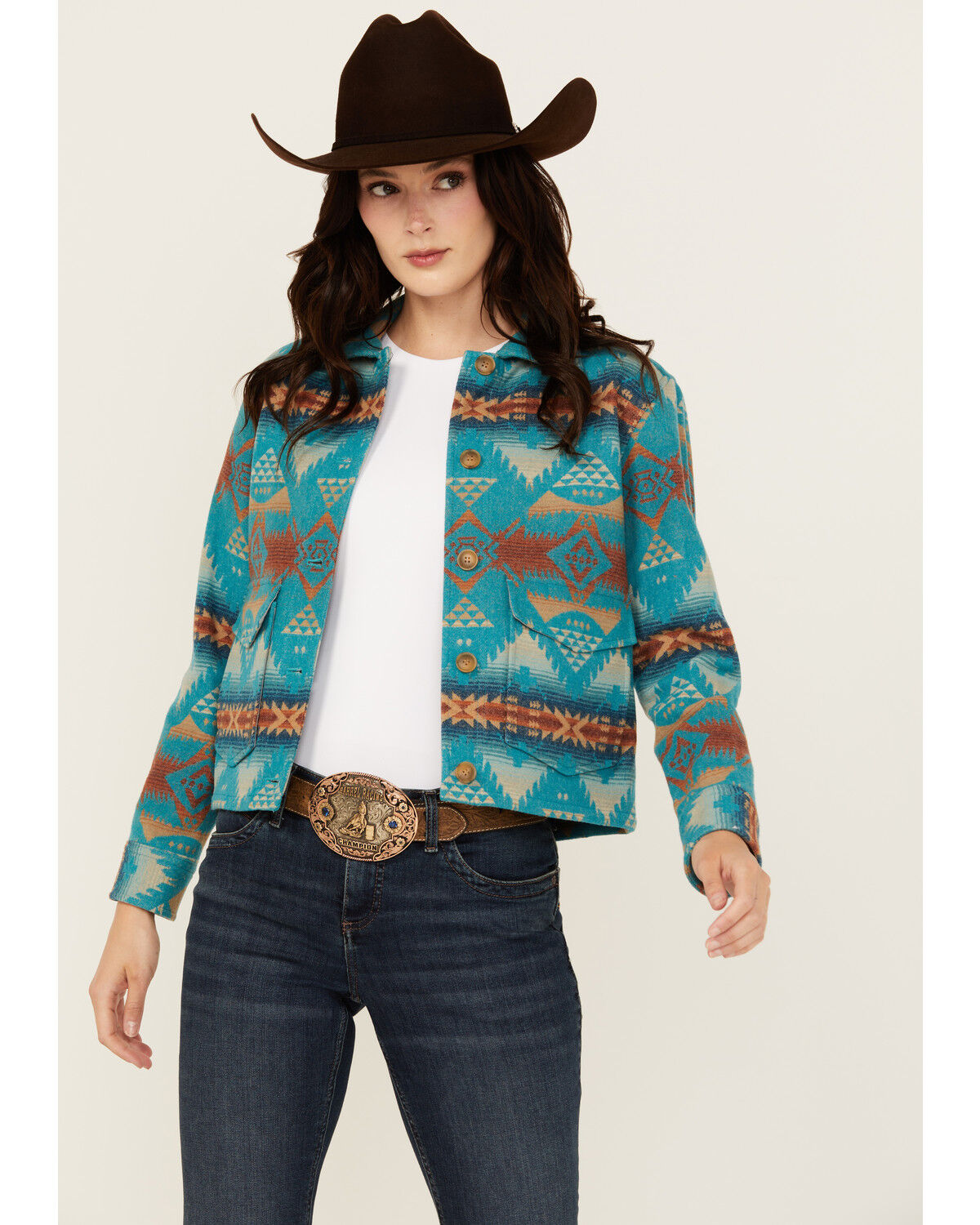 Image #1 - Pendleton Women's Printed Jacket, Turquoise, hi-res