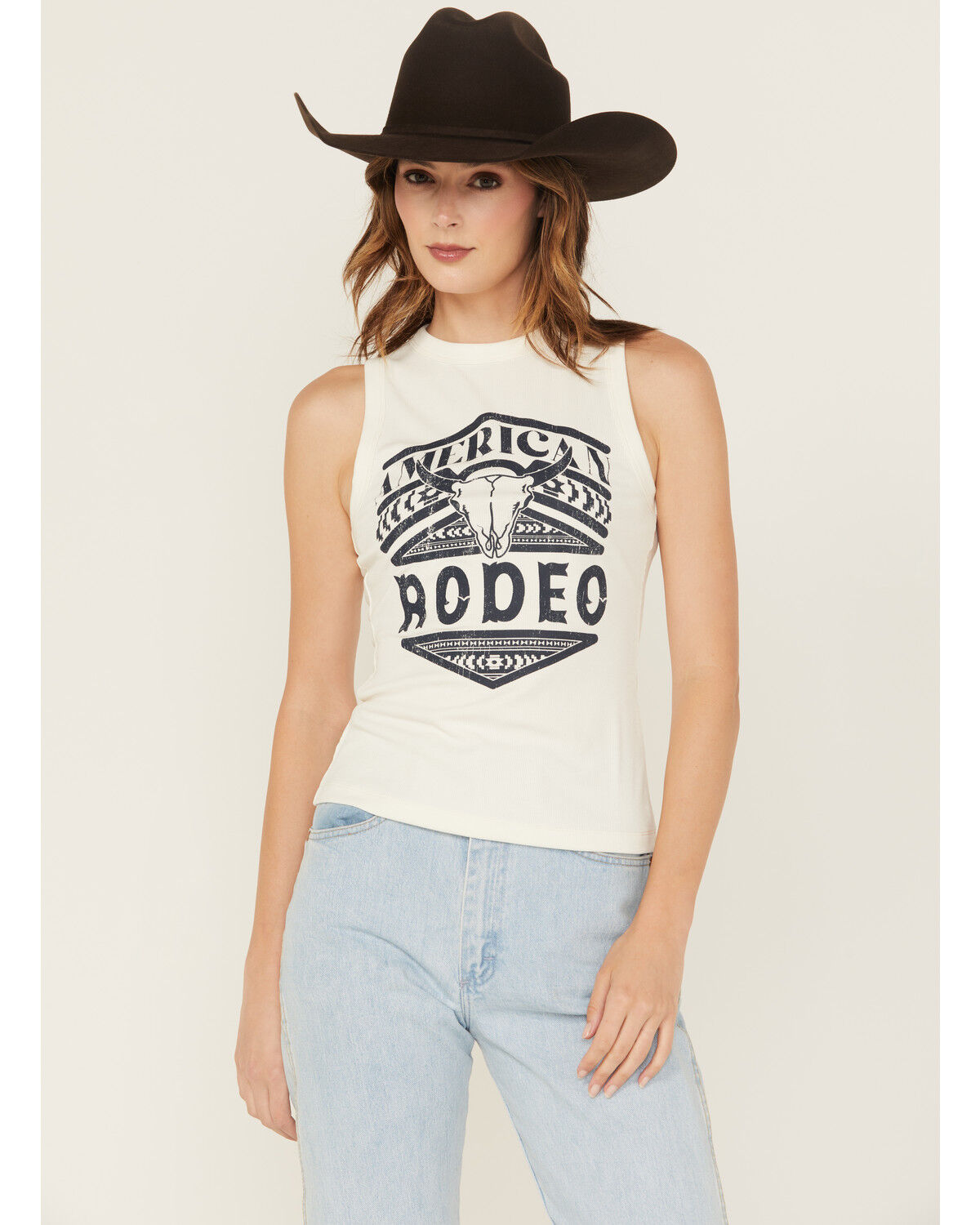 Image #1 - Shyanne Women's American Rodeo Graphic Tank, Ivory, hi-res