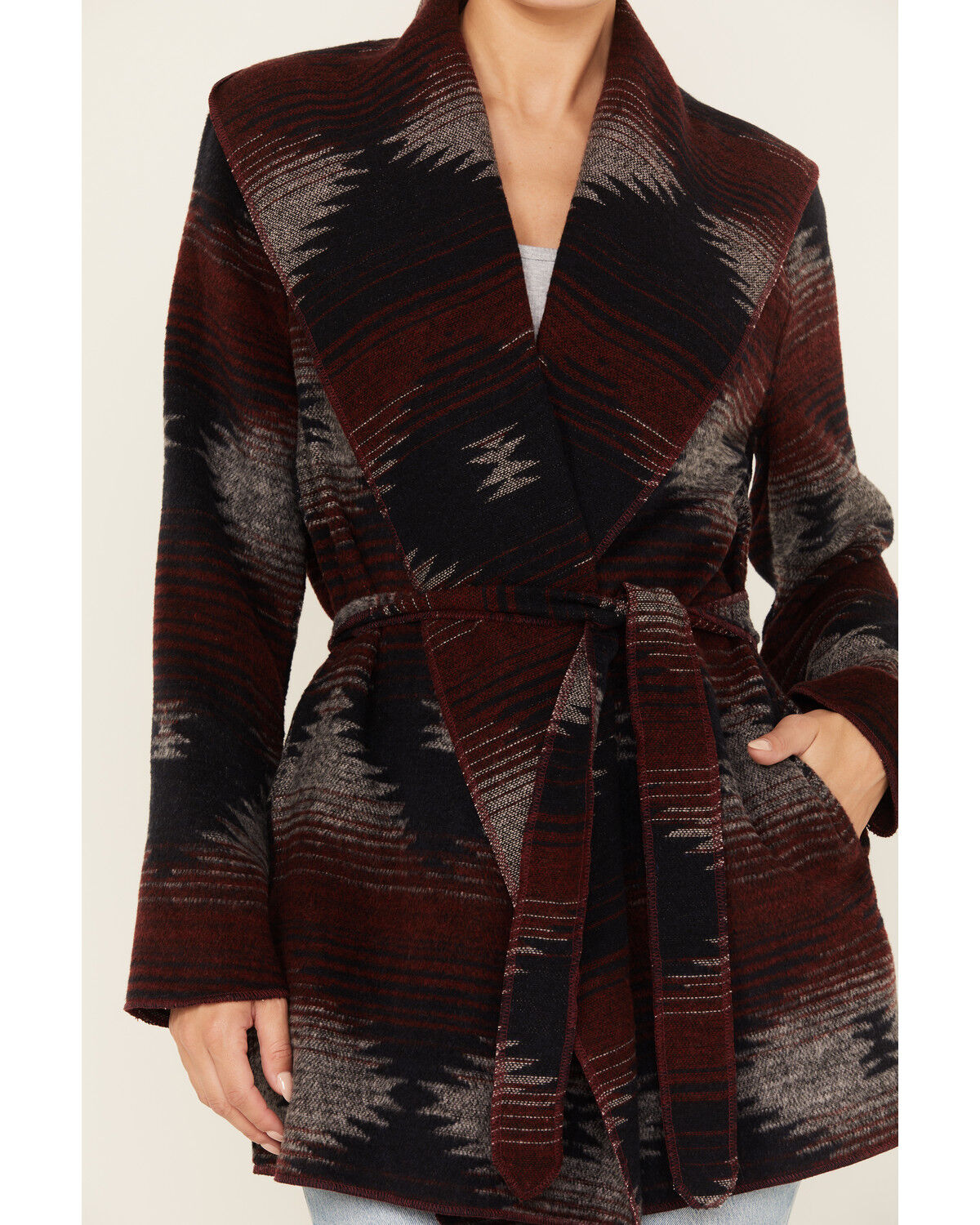 Image #3 - Cripple Creek Women's Southwestern Print Hooded Wrap Jacket, , hi-res