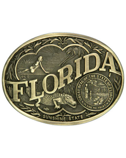 Image #1 - Montana Silversmiths Men's Florida State Heritage Attitude Belt Buckle, Gold, hi-res