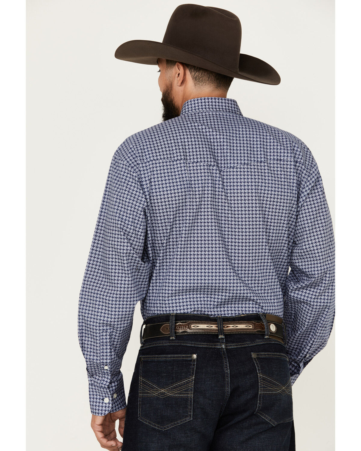 Image #4 - Resistol Men's Henry Houndstooth Print Long Sleeve Button Down Western Shirt, Blue, hi-res