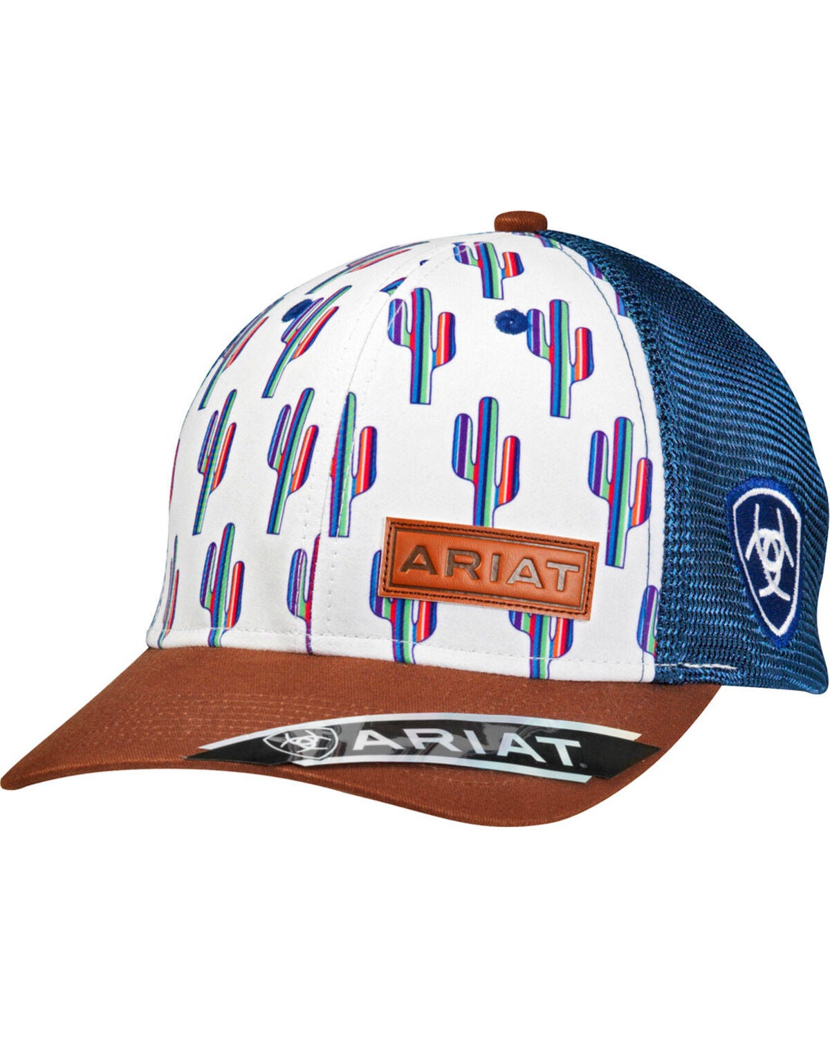Ariat Women's Cactus Print Ball Cap, White, hi-res