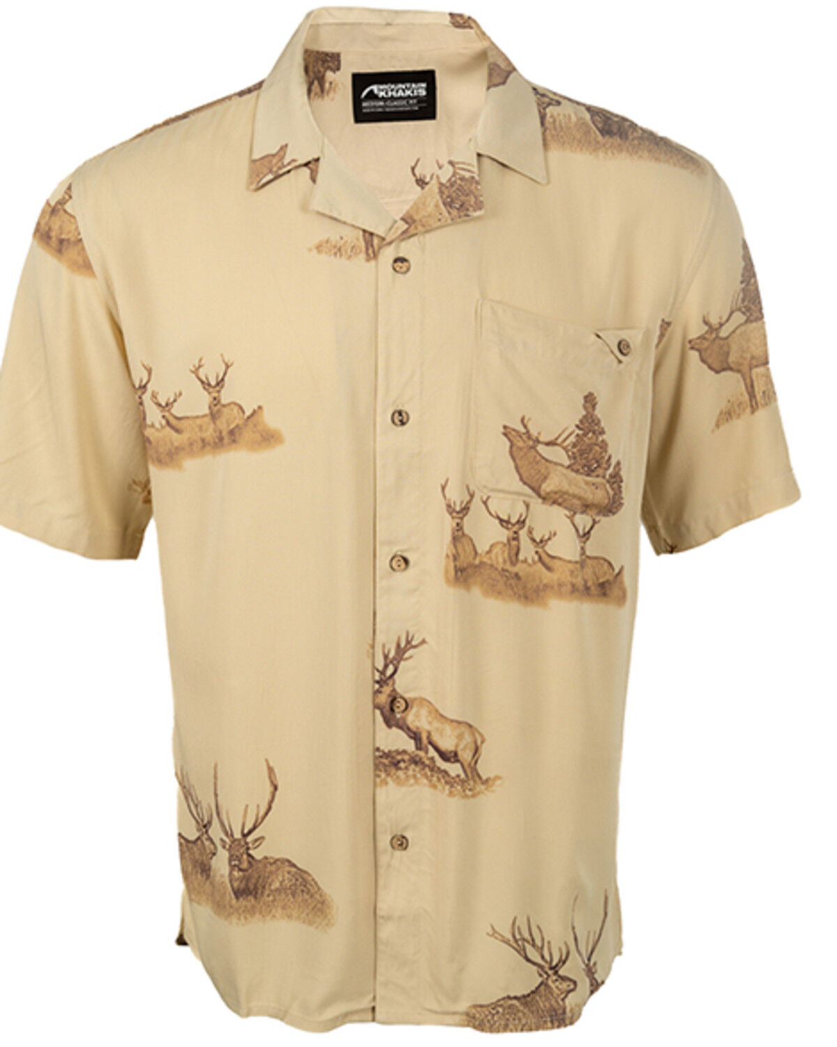 Image #1 - Mountain Khakis Men's Camp Site Elk Short Sleeve Button-Down Shirt, Sand, hi-res