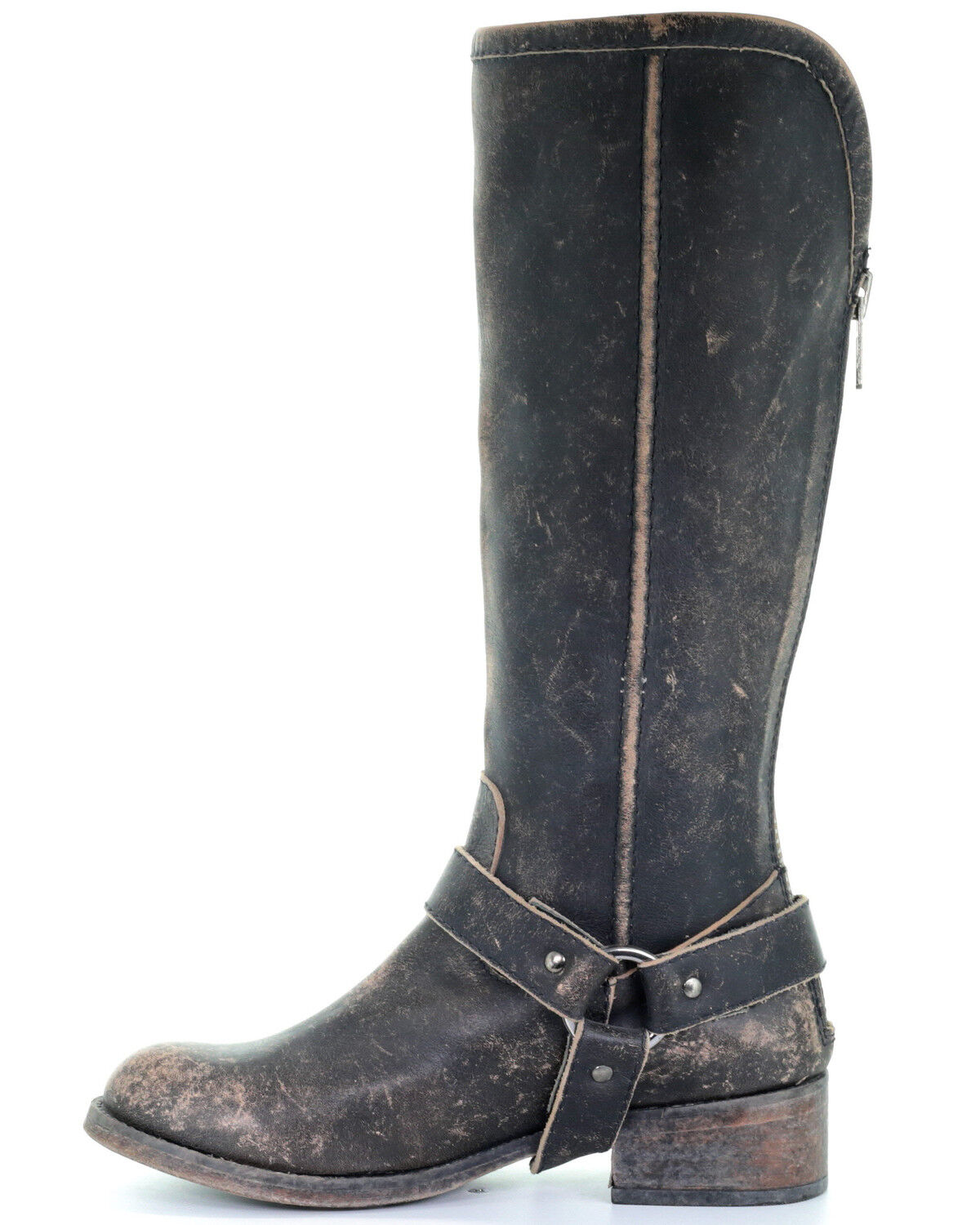Image #3 - Corral Women's Distressed Harness Western Boots - Round Toe, Black, hi-res