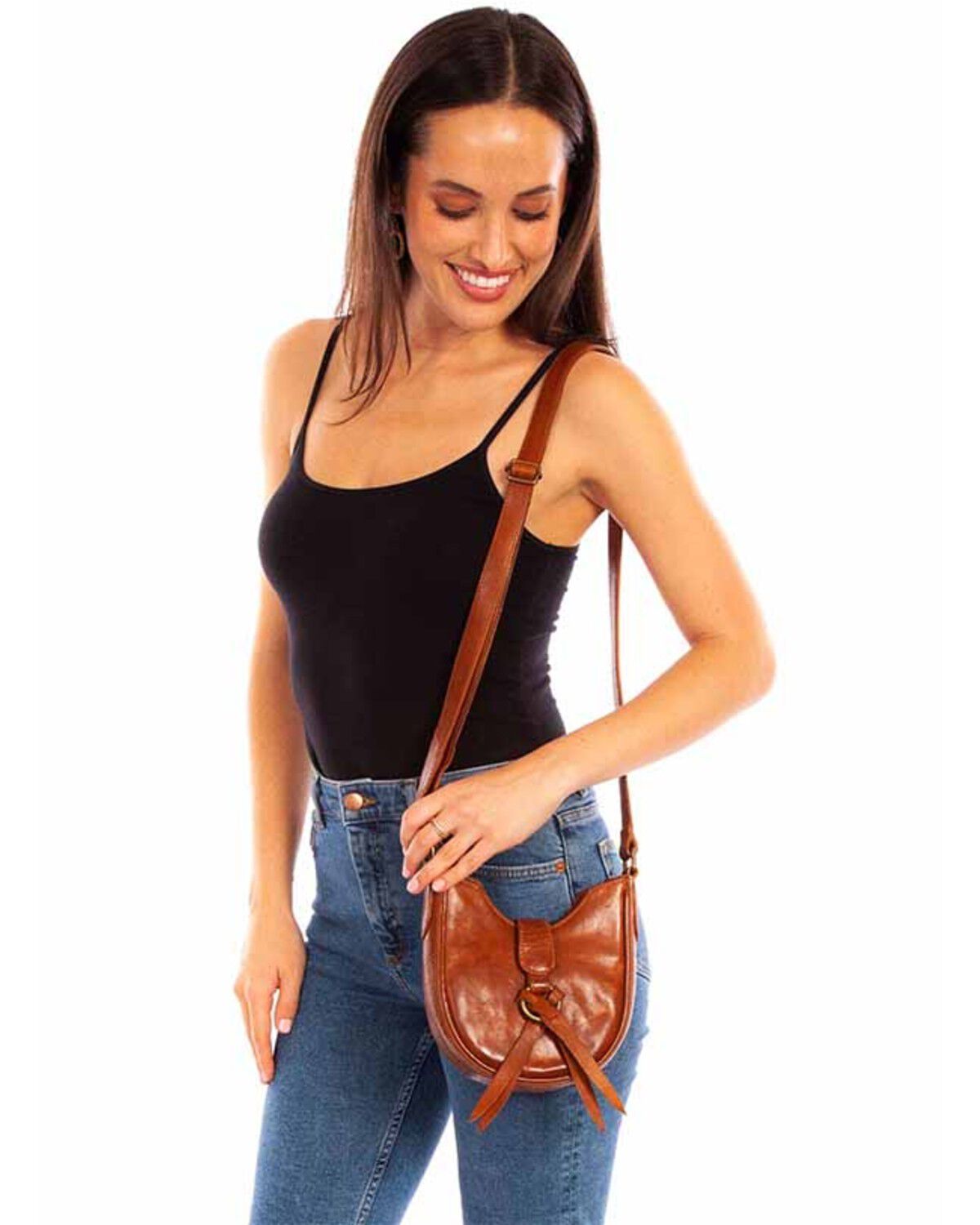 Image #1 - Scully Women's Leather Crossbody Bag, Cognac, hi-res
