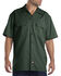 Image #1 - Dickies Men's Solid Short Sleeve Folded Work Shirt, Hunter Green, hi-res