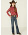 Roper Girls' Boot Scoot Print Long Sleeve Snap Western Shirt , Red, hi-res