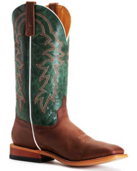 Image #1 - Horse Power Men's Green Top Western Boots - Broad Square Toe, Brown, hi-res