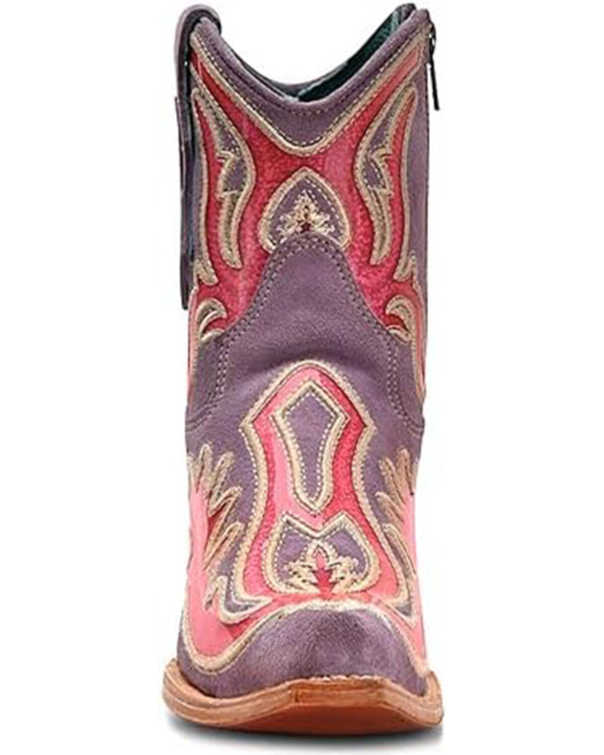 Image #3 - Corral Women's Polymer Overlay and Neon Embroidered Zipper Ankle Boots - Snip Toe, Purple, hi-res