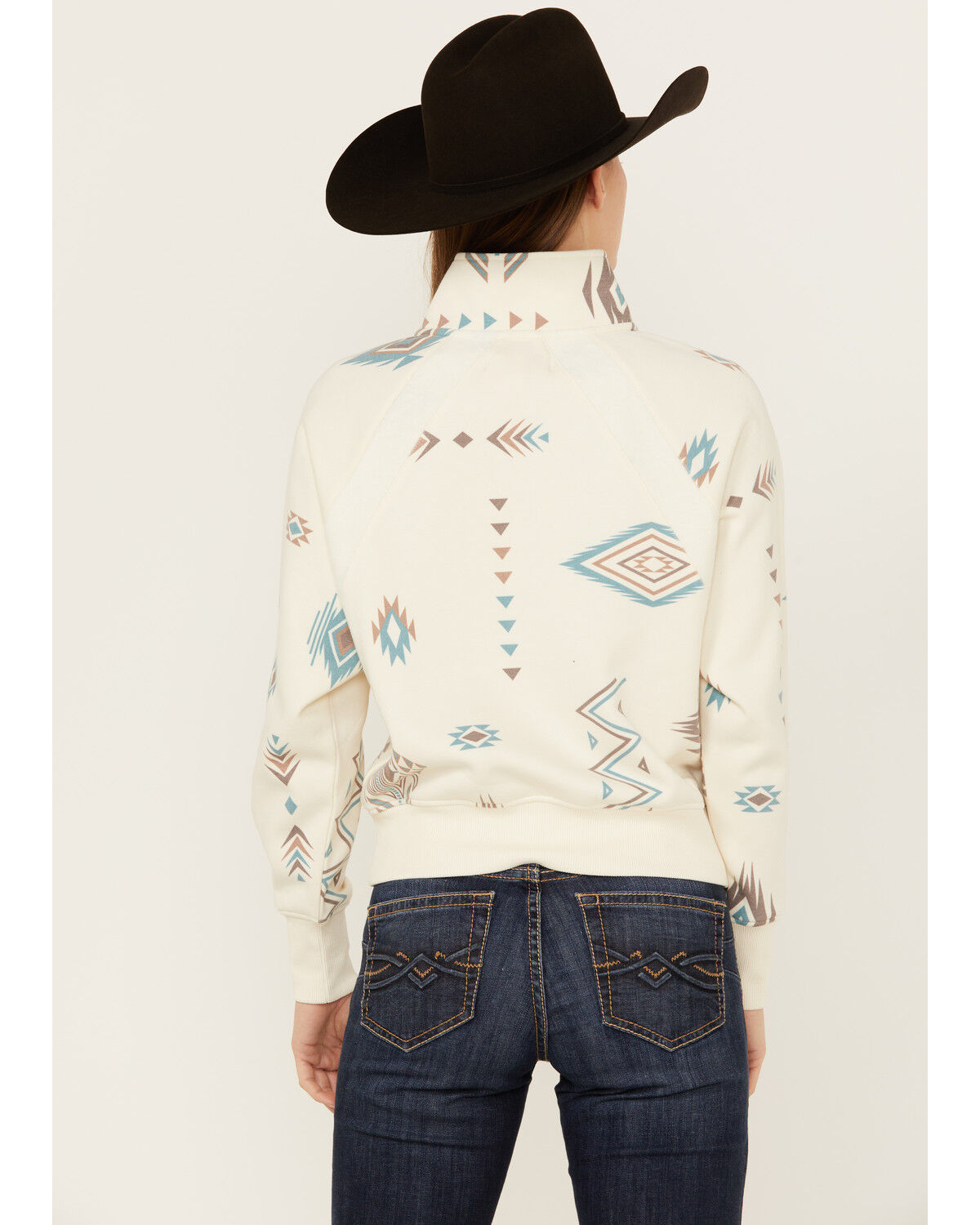 Image #4 - Shyanne Women's 1/2 Zip Southwestern Print Pullover Fleece, Cream, hi-res