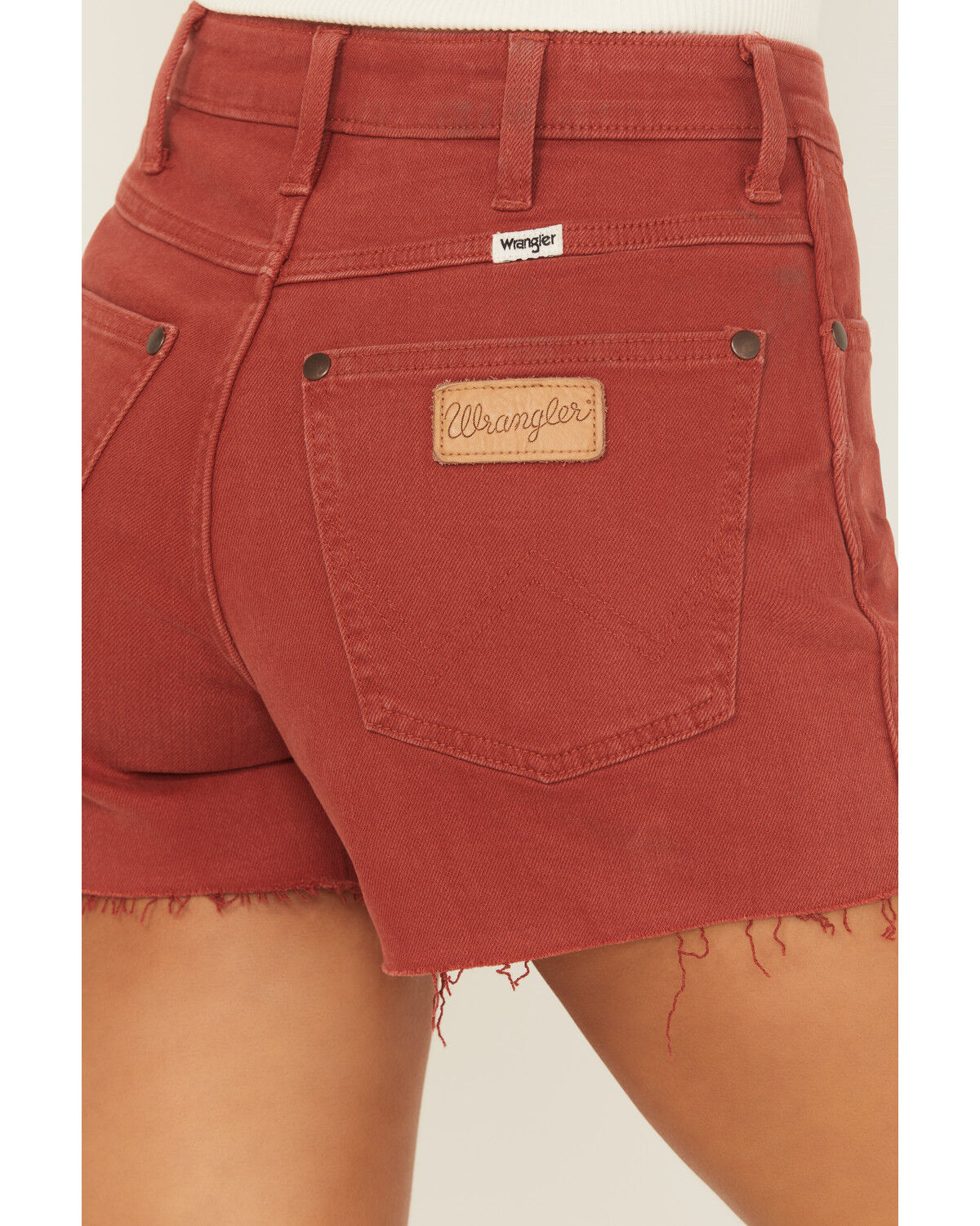 Image #4 - Wrangler Women's Amber High Rise Retro Cowboy Stretch Denim Shorts, Red, hi-res