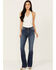 Image #3 - Shyanne Women's Celeste Dark Wash High Rise Seamed Back Stretch Bootcut Jeans , Dark Wash, hi-res