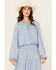 Image #2 - Wild Moss Women's Tie-Front Long Sleeve Top, Light Blue, hi-res