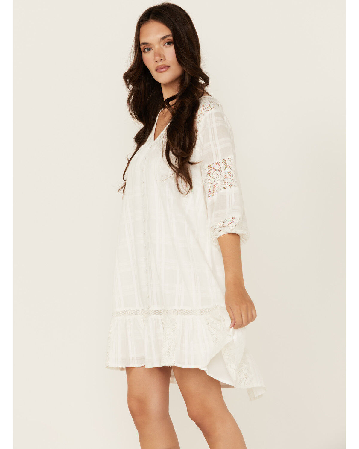 Image #3 - Shyanne Women's Crochet Patchwork Mini Dress, White, hi-res