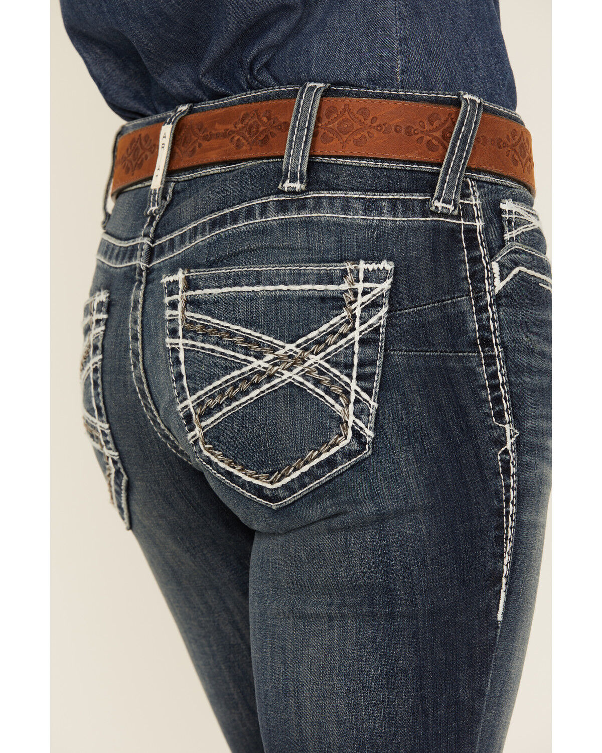 Image #2 - Ariat Women's Mid Rise Stretch Entwined Boot Cut Jeans, Indigo, hi-res