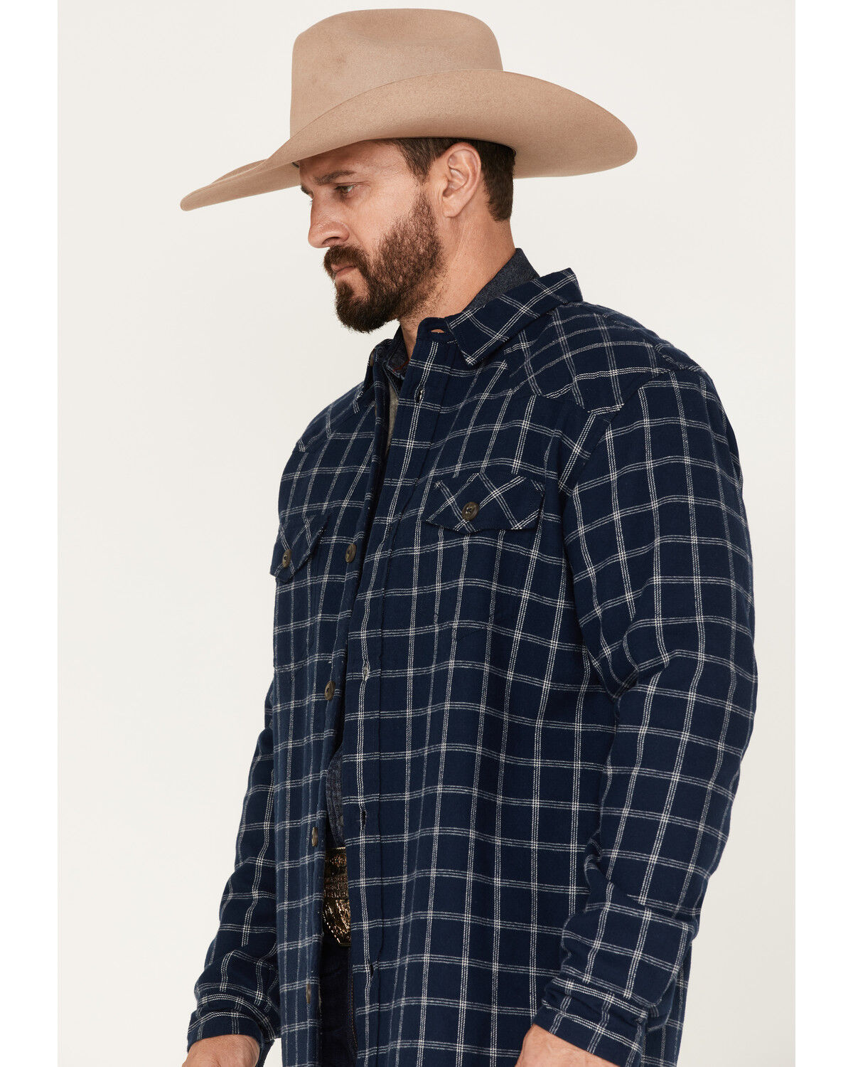 Image #2 - Cody James Men's Ghost Tree Plaid Button-Down Sherpa Bonded Flannel Shirt Jacket, , hi-res