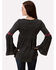 Studio West Women's Bell Sleeve Embroidered Top, Black, hi-res