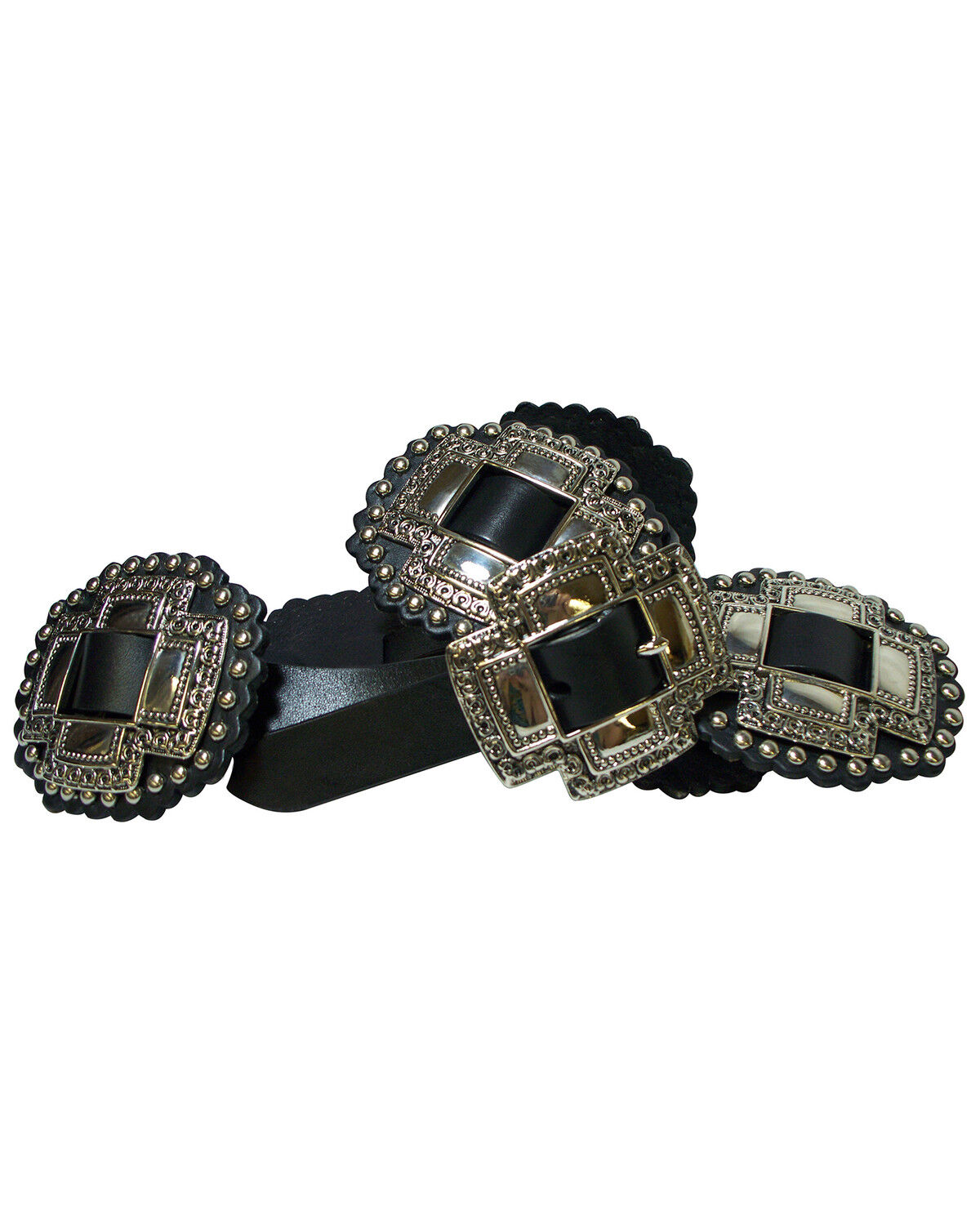 Image #1 - Lyntone Women's Cross Concho Belt, Black, hi-res