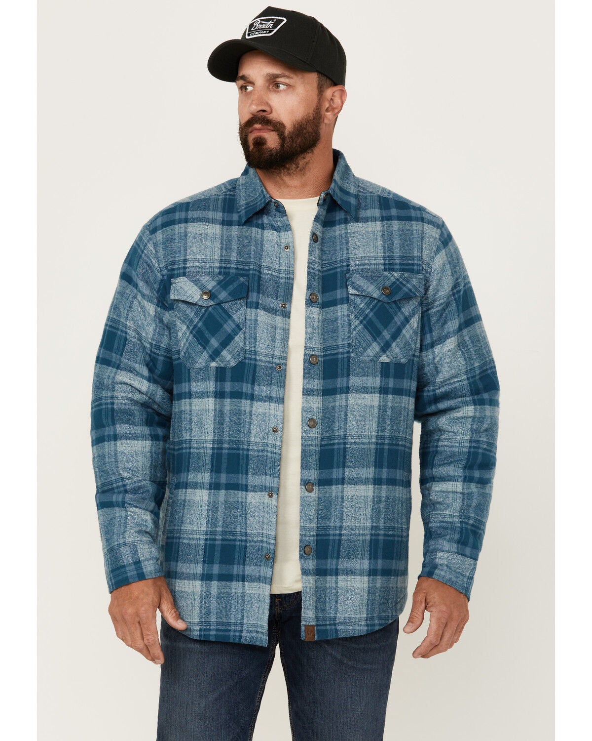 Dakota Grizzly Men's Ivan Plaid Print Sherpa Lined Shirt Jacket, Blue, hi-res