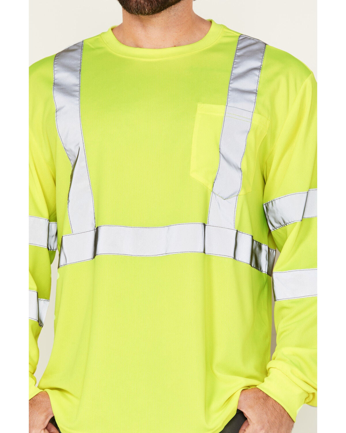 Image #2 - Hawx Men's Reflective Long Sleeve Work T-Shirt - Big, Yellow, hi-res