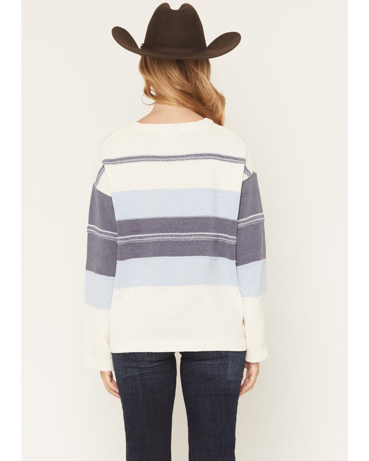 Image #4 - Originality Women's Textured Striped Sweater, Blue, hi-res